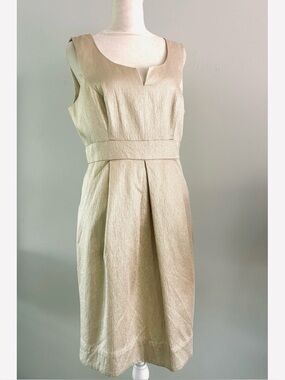 Vintage Shoshanna Metallic Gold 1960’s Sheath Dress Sleeveless Empire Waist - 10